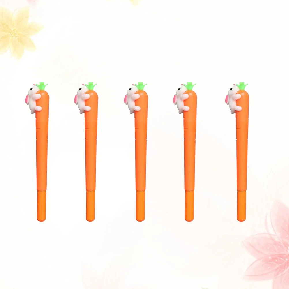 

5pcs Rabbit Shape Gel Pens Fine School Cartoon Carrot Office Stationery Creative Drawing Writing Gifts Kids