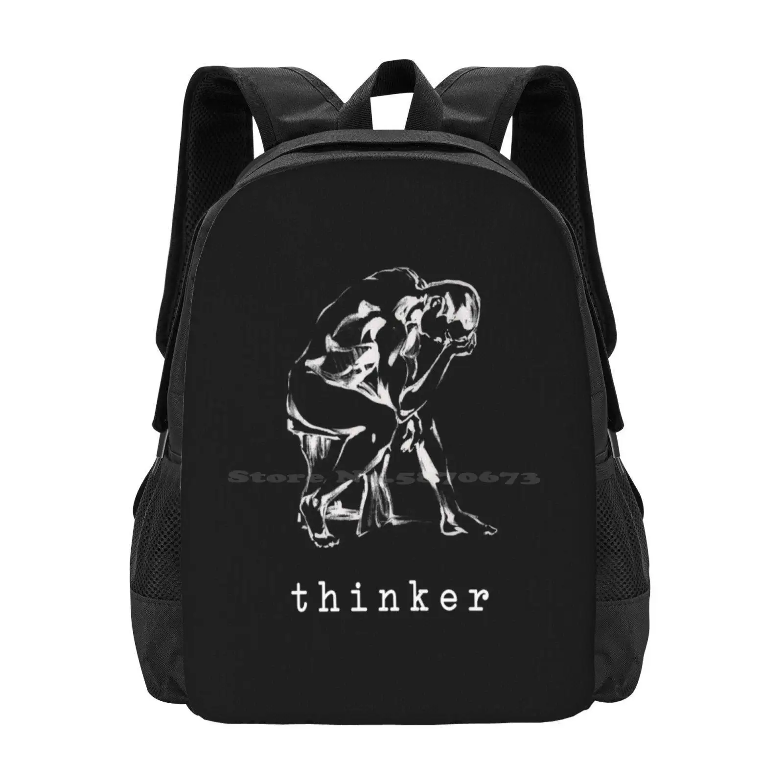 The Thinker Hot Sale Schoolbag Backpack Fashion Bags Dark Academia Aesthetic Minimalist Sculpture Rodin The Thinker Museum