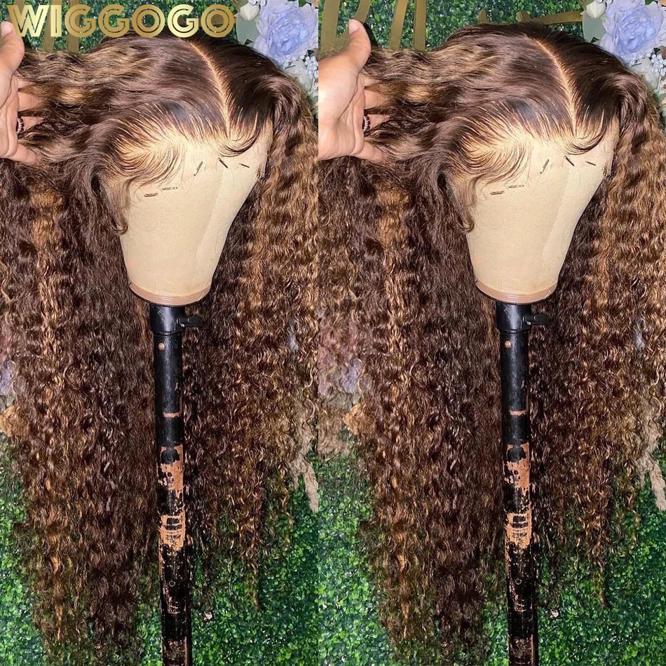 

Wiggogo Highlight Wig Human Hair Deep Wave Frontal Wig 13X6 Hd Lace Frontal Wigs Colored 13X4 Curly Lace Front Human Hair Wig