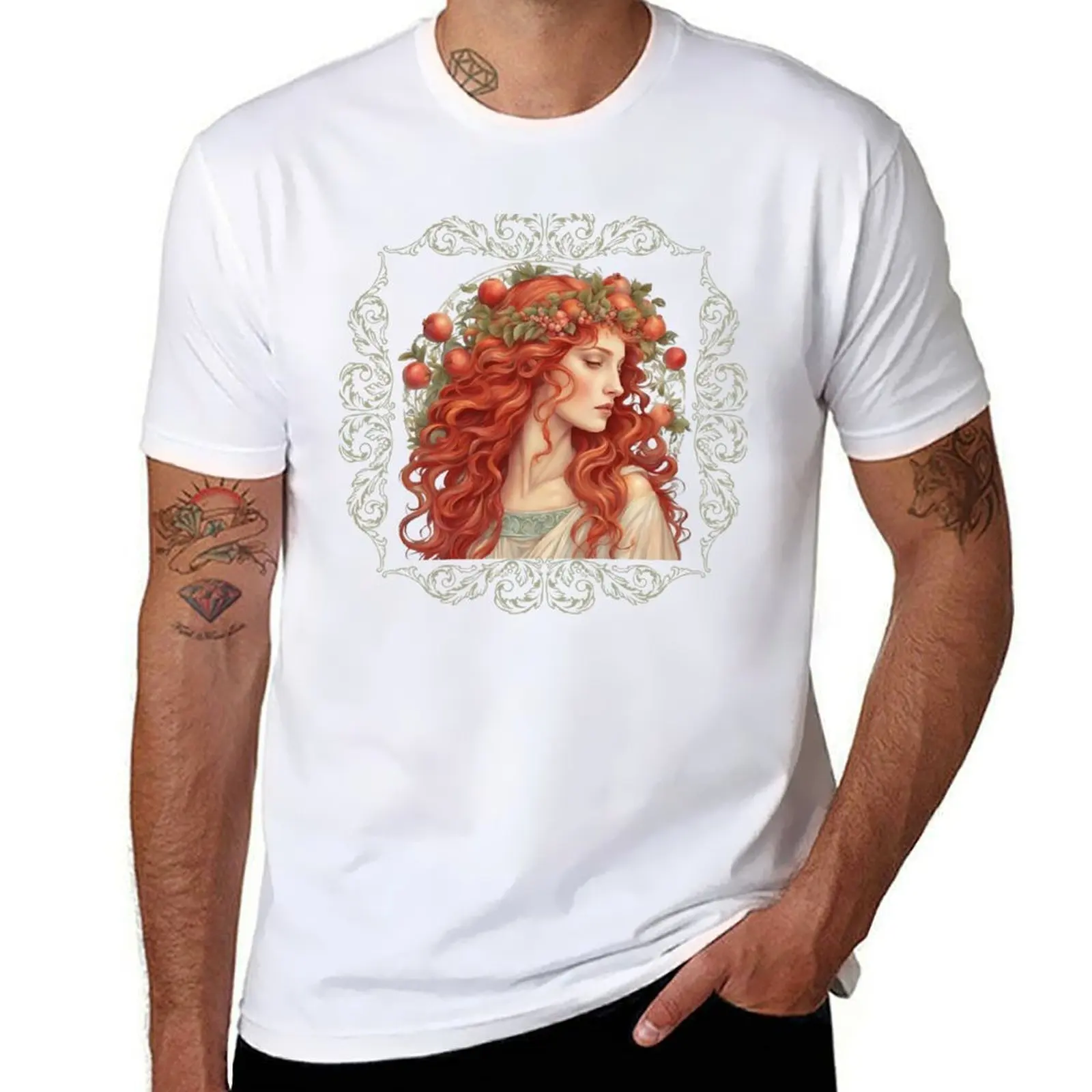 

Art Drawing of Goddess Persephone Lore Olympus Fanart T-Shirt t shirt for man 100 percent cotton t shirts cotton 100% T-Shirt