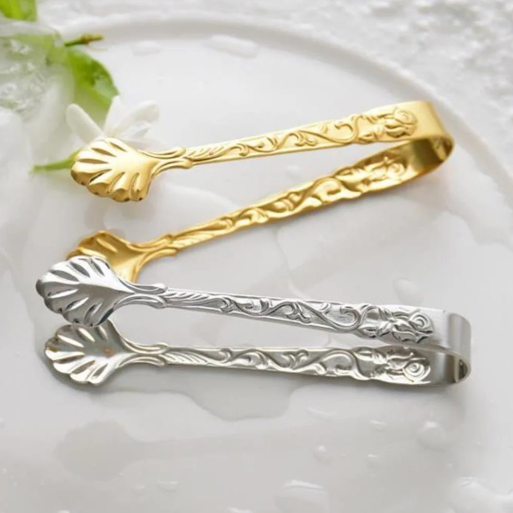 Gold Silver Mini Sugar Tong Ice Clip Stainless Steel 304 Kitchen Tool