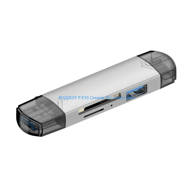 

6 in 1 Memory Card Reader USB C USB3.0 Card Reader for TF Card Reader Adapter for Camera Laptop Tablets
