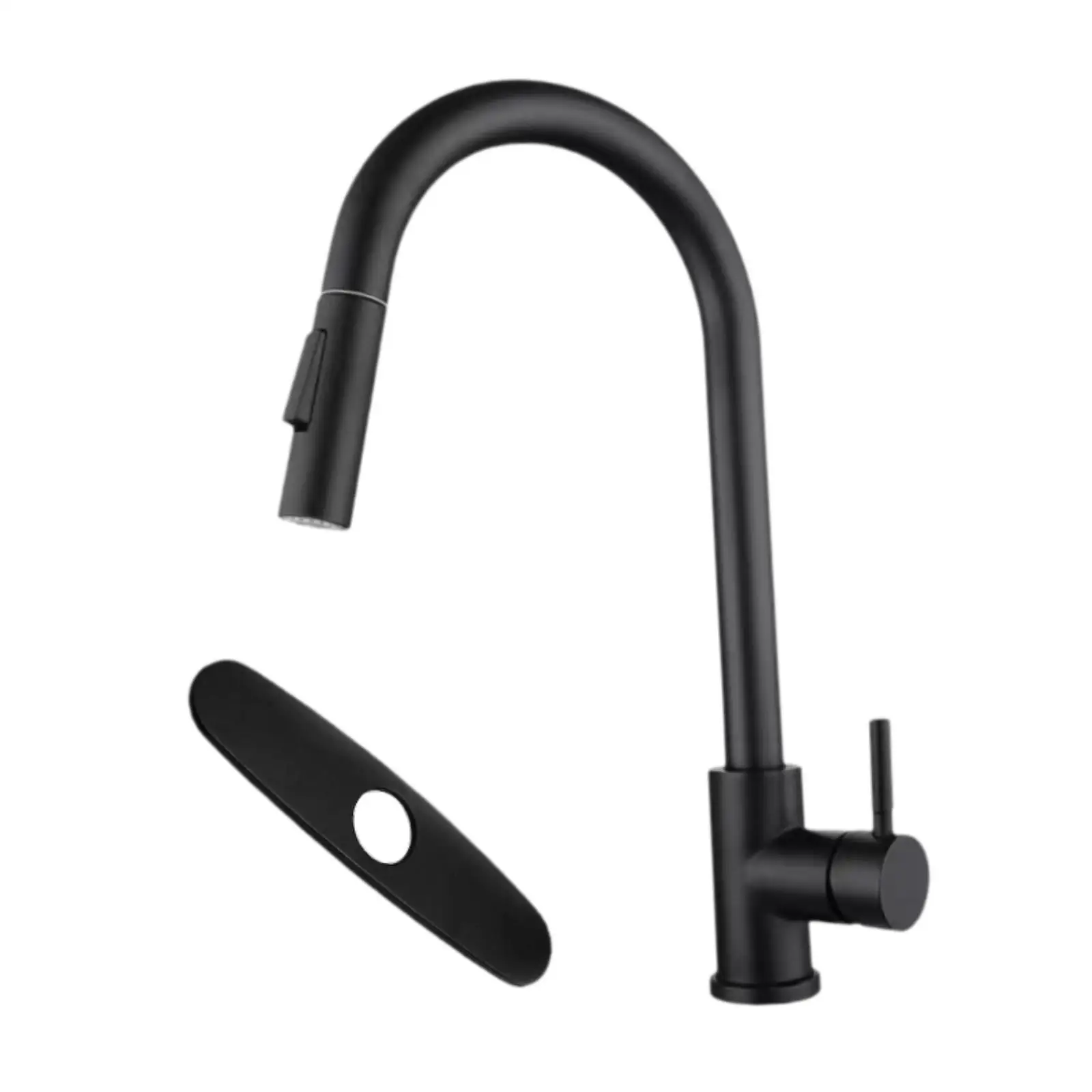 Kitchen Faucet with Pull Down Spray Waterfall Kitchen Sink Faucet for Camping cylinder 2 gears base black