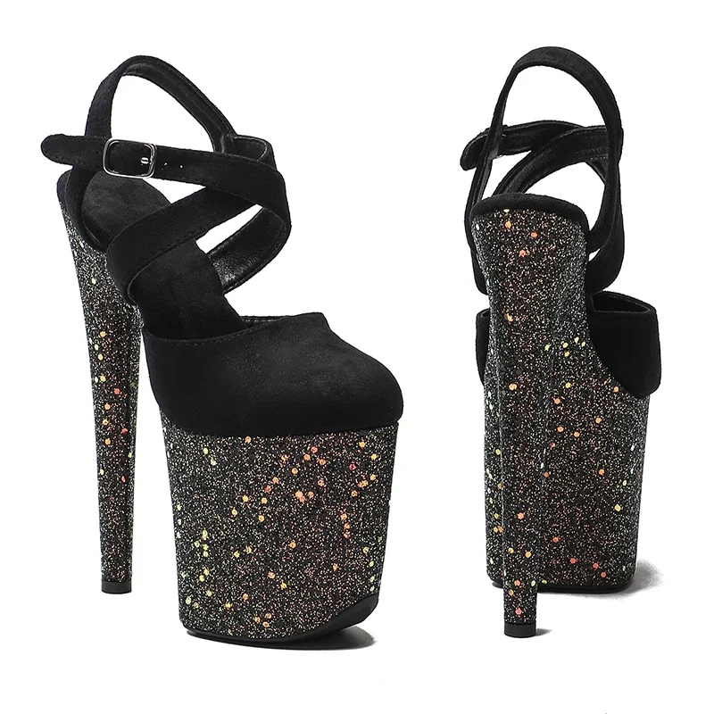 Leecabe 8Inch/20cm Suede Upper with Glitter Platform Sandals party High Heels Shoes Pole Dancing Shoes