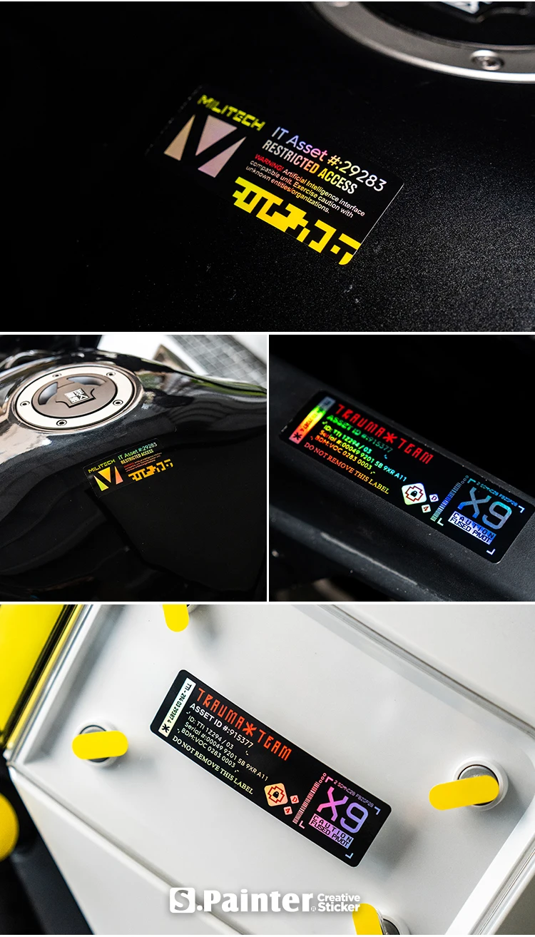 1 Stück 2025 Laserreflektierende Fahrradaufkleber Cyberpunk Rahmen Oberrohr Aufkleber für Fahrrad Motorrad Auto Vinyl Dekoration – Detail 2
