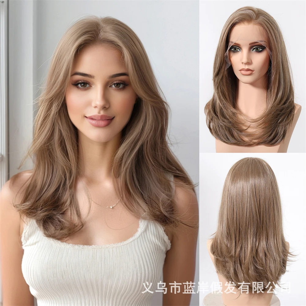 باروكة دانتيل كبيرة مقاس 13 * 6، شعر مستقيم طويل بني أسود متوسط، تسريحة شعر عصرية لكامل الرأس، طراز نسائي من الذهب الأبيض #4