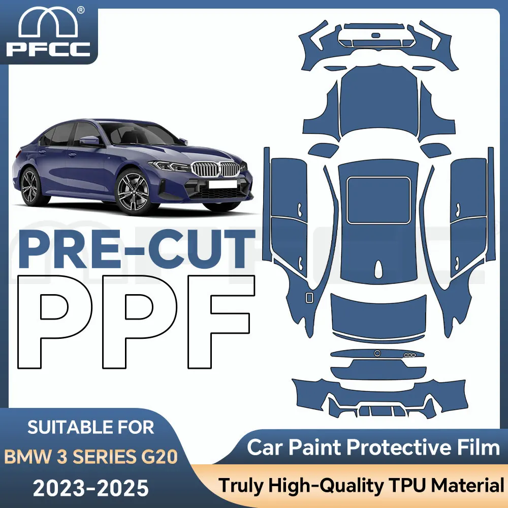 

Для BMW3 SERIES G20 2023-UP 8,5 мил предварительно вырезанная защитная пленка для краски из ТПУ PPF прозрачный бюстгальтер полный автомобиль прозрачные аксессуары PPF