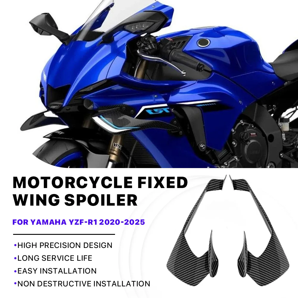 

Спойлер R1 Winglets, для Yamaha YZF-R1 R1M, 2020-2025, передний обтекатель с фиксированным крылом, детали для мотоциклов, маленькие крылья из углеродного АБС-пластика высокого качества