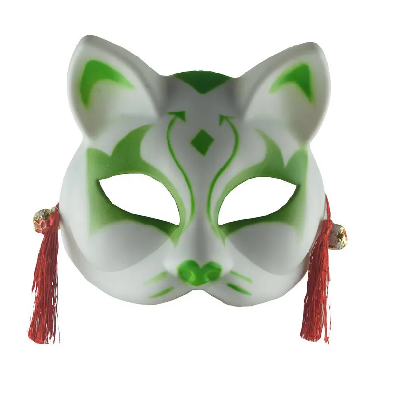 Japanese Anime Foxes Mask Cosplay Hand-Painted Demon Slayer Half Face Cat Masks Masquerade Festival Party Props Random Color