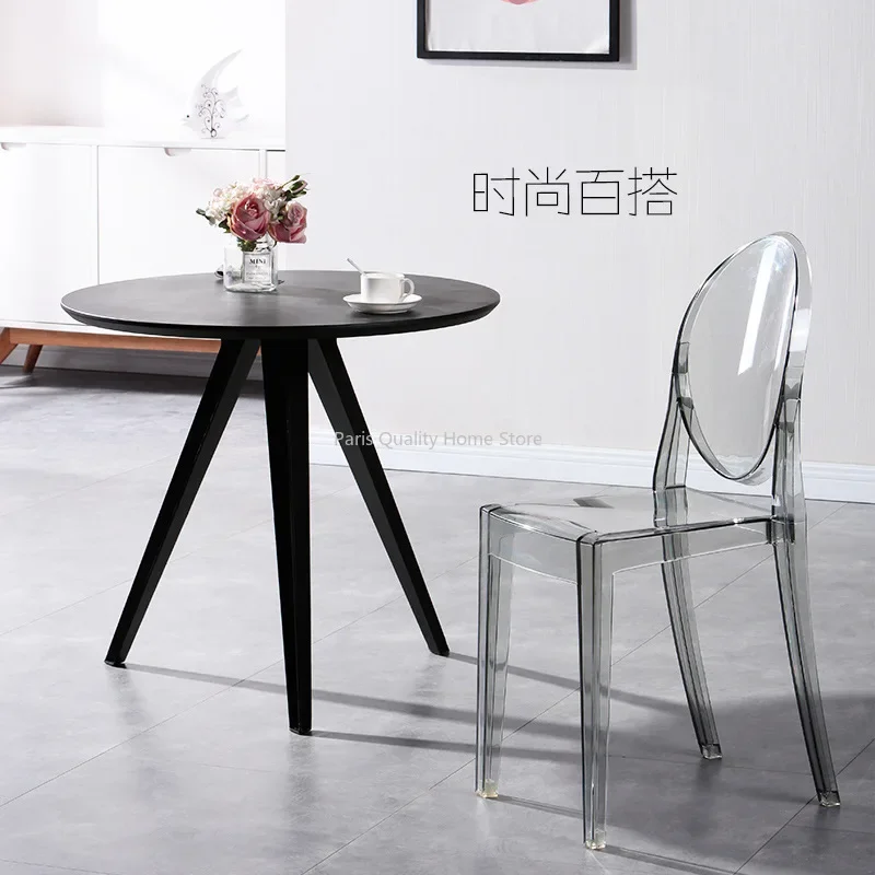 Simple Creative Chair Plastic Transparent Backrest Chair Modern Ghost Hotel Dining Chairs Acrylic Devil Cafe