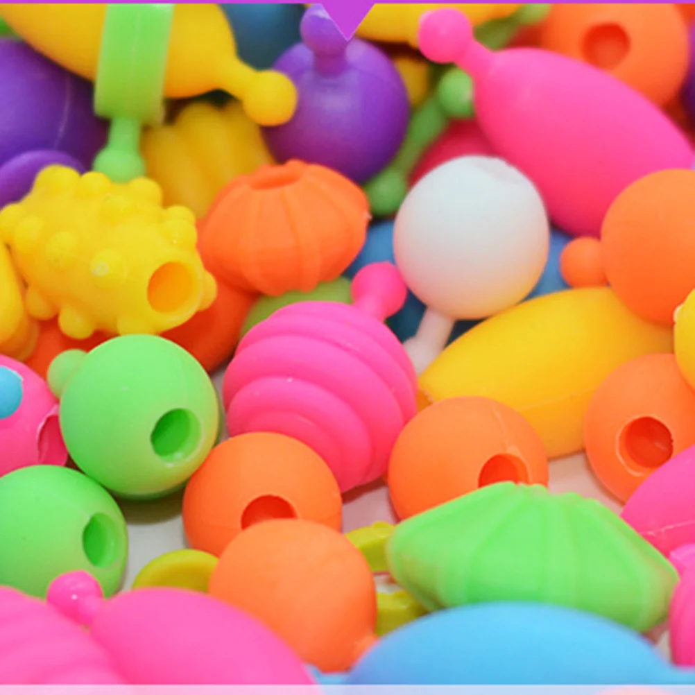 1 caja de cuentas de plástico Diy para Kit de formas variadas coloridas, conjunto de joyería hecha a mano para niños, fiesta educativa creativa