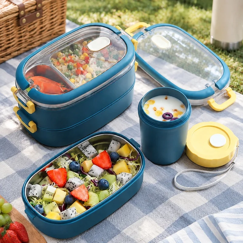304 Stainless Steel Insulated Lunch Container with Multiple Compartments for School, Work, and Outdoor Meals