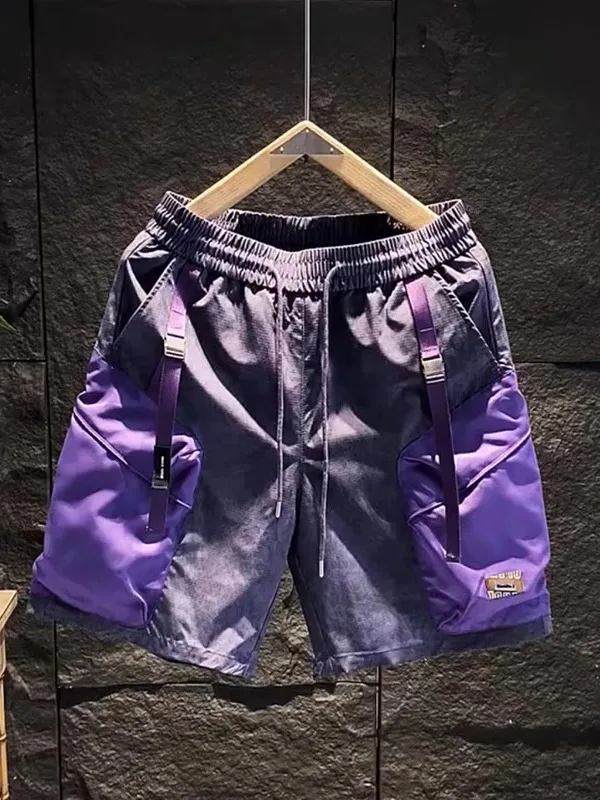 

Новые летние модные цветные шорты-карго для мужчин: свободные, прямые, длиной до колена, трендовые пляжные брюки