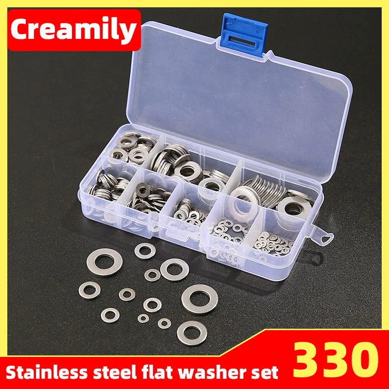 

Creamily Stainless Steel Flat Washer Nylon Washers Plastic Insulation Spacers Seals Set Gasket O-Rings Assortment Kit Fastener