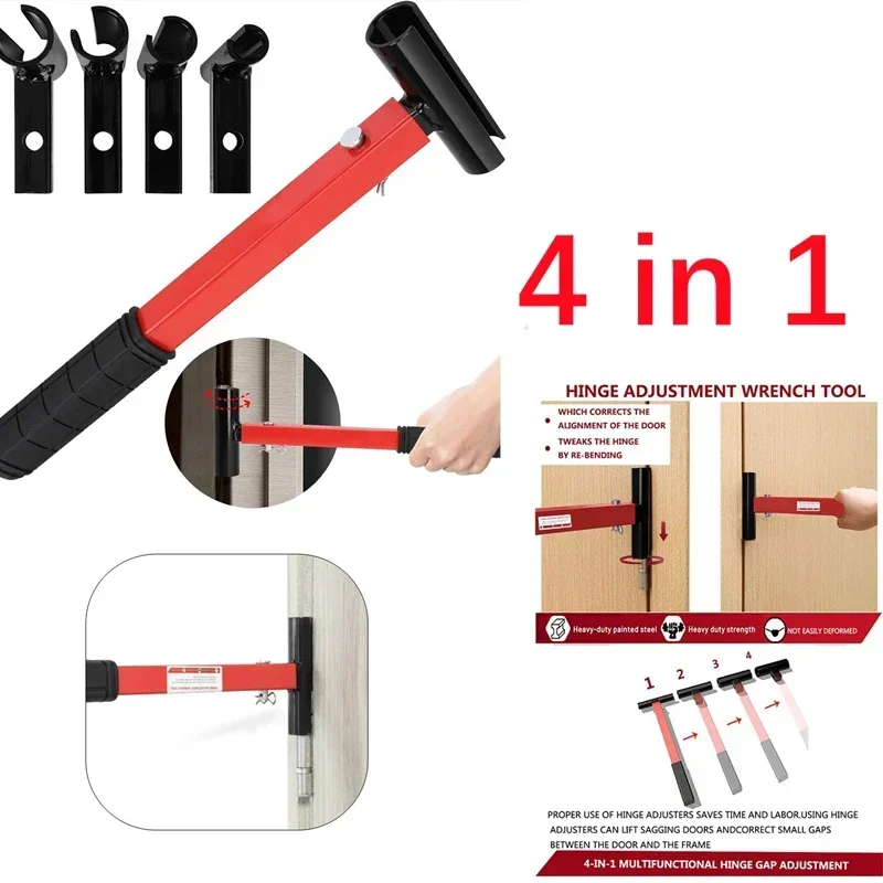 4 IN1 Hinges Adjusting Wrench Accessories Wear Resistant Door Hinges Repair Spanner for Door Alignment with Four Replace Heads