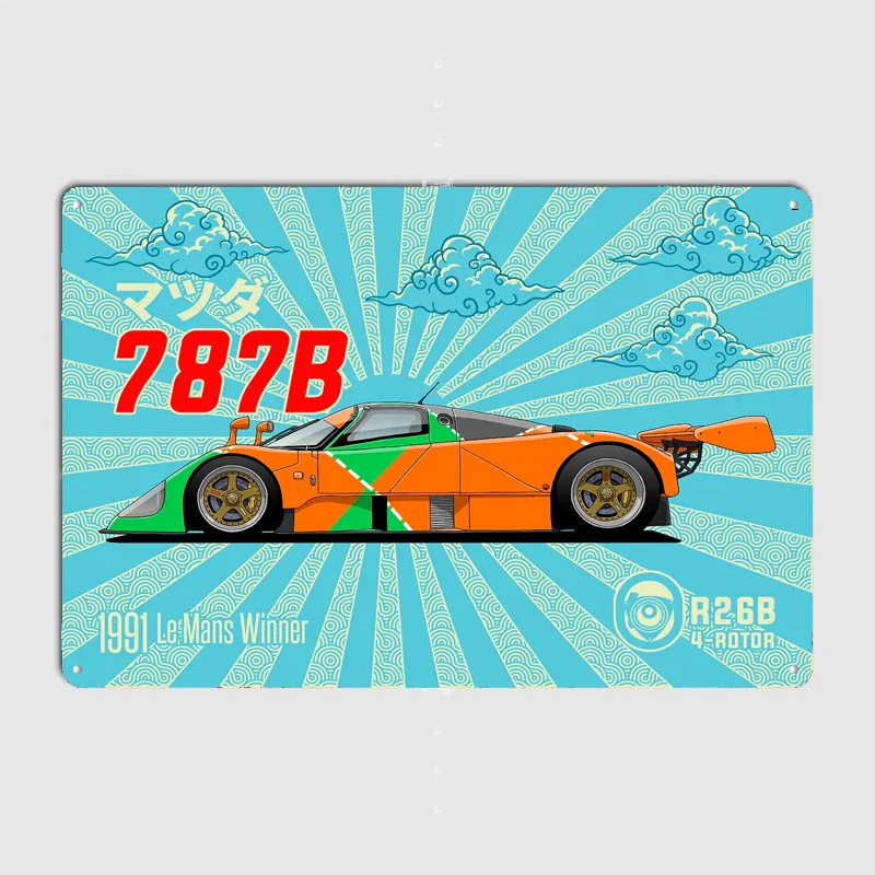 787B Le Mans Winner Classic Car Metal Poster Sign Bar Garage Club Custom Pub Bedroom Indoor Wall Decor Tin Room Decor Home Decor