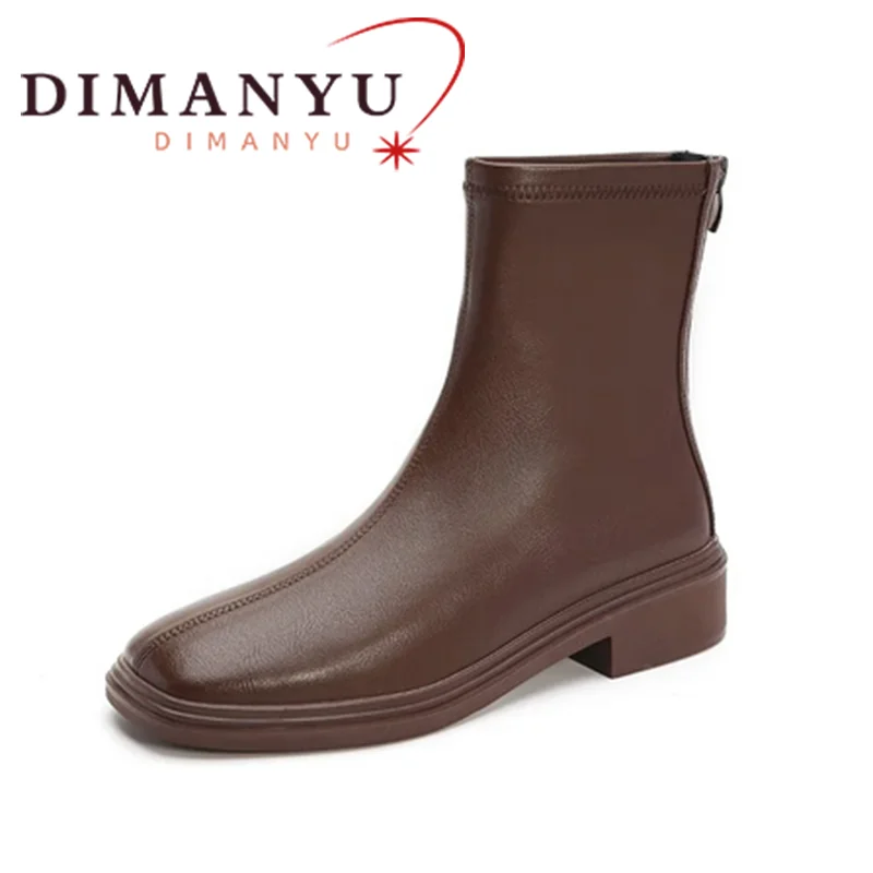 

DIMANYU Marton Boots Women's 2024 Autumn New Genuine Leather Women's Boots English Style Slim Leg Women's Ankle Boots