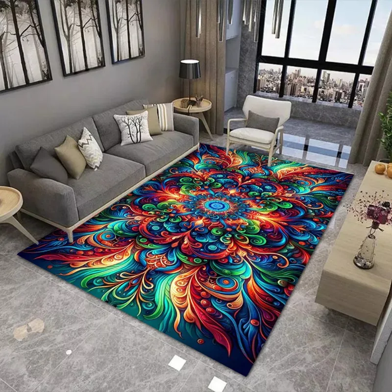 نابضة بالحياة ماندالا السجاد حصيرة البساط عين الشر نمط هندسي البوهيمي مجردة تصميم غرفة المعيشة الحديثة ديكور المنزل لينة الكلمة حصيرة