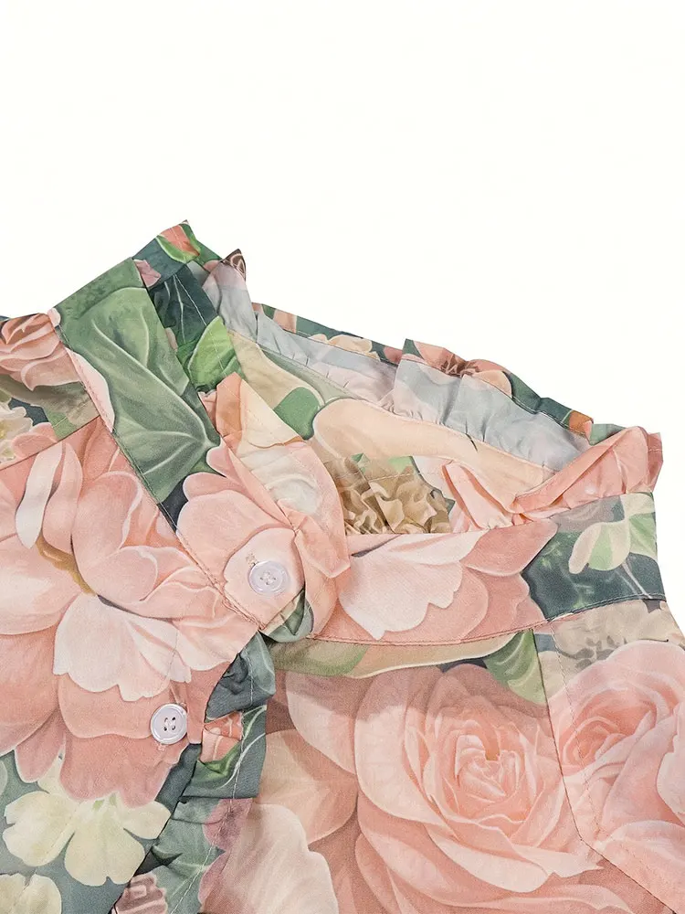 Nuovo elegante stampa floreale tasca frontale bottone risvolto camicia taglie forti articoli moda spiaggia top a maniche lunghe camicetta abbigliamento unisex