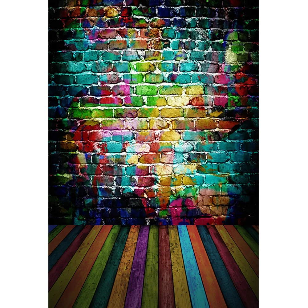 Three-dimensional Vintage Brick Wall Backdrops Newborn Birthday Portrait Background Cake Smash Wooden Floor Splicing Photography