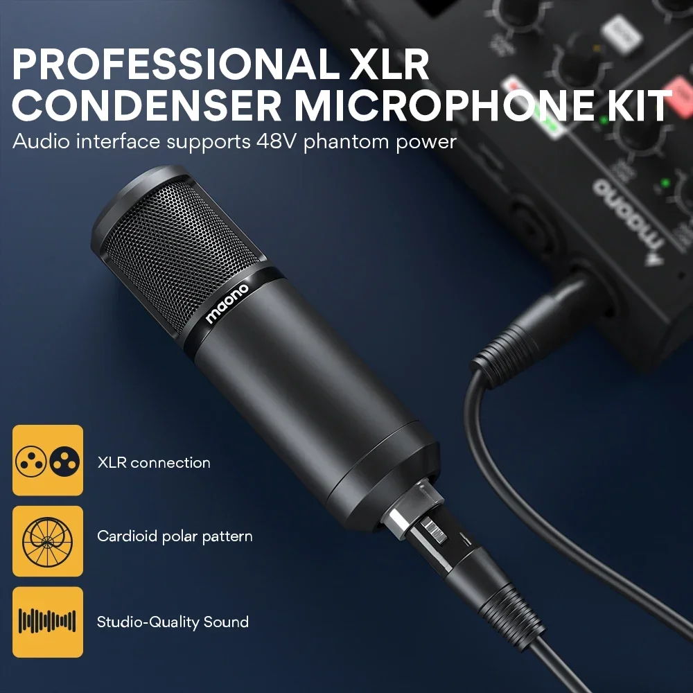 MAONOCASTER AM100 K1 All In One Kit Professional Podcasting Sound Card Studio Recording Condenser Microphone audo Interface