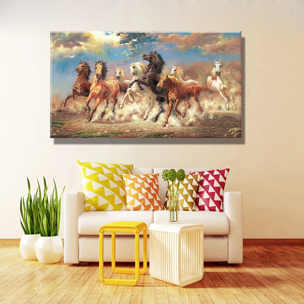 8 Running Horse Animal Modern Printed Oil Painting On Canvas,Cotton Wall Paintings Picture For Living Room Wall Art,Wall Decor