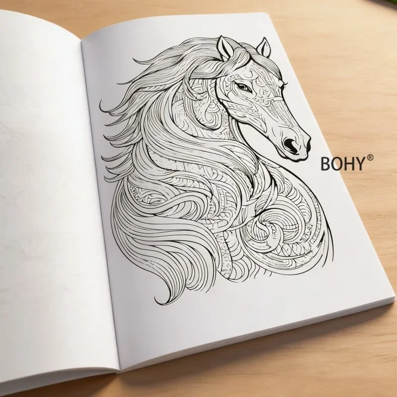 1 Adult Stress Relieving Creative Graffiti Album, Featuring Complex Thread Themes As Mermaids/ Mandala, Etc., 24 Pages A5 Size