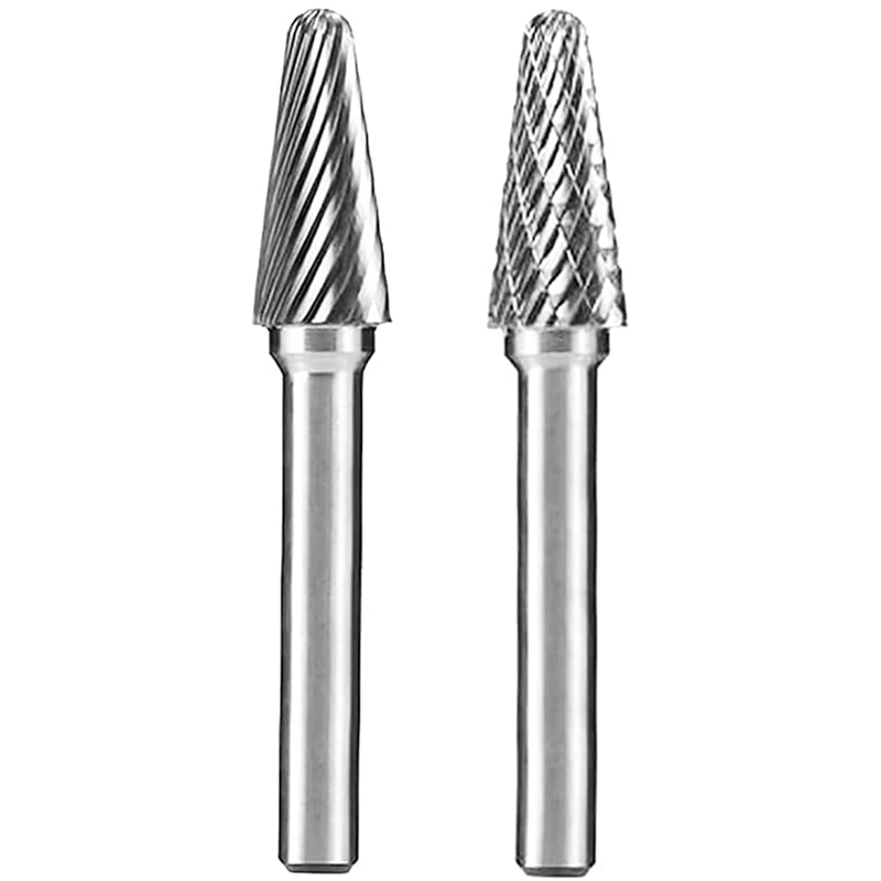 

2 Pcs Cone Shape Aluminum Cutting Tool Tungsten Carbide Burr File With 1/4 Shank For Rotary Tool Or Die Grinder