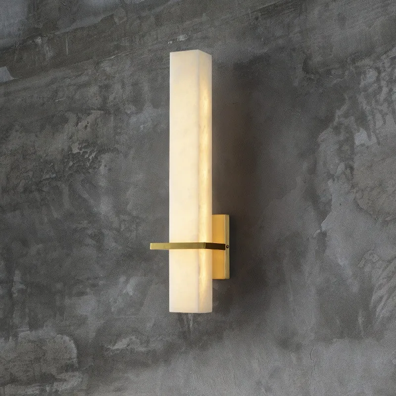 Daixin Chinese bedroom bedside lamp simple marble all copper aisle lamp