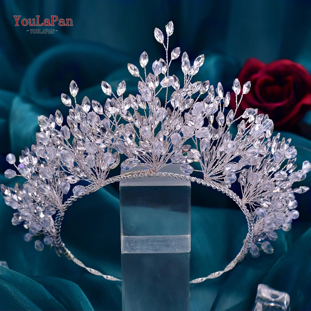 YouLaPan Wedding Hair Tiara Crystal Bridal Tiara Crown Silver Color Headband for Brides Hair Accessories Headpiece Jewelry HP361