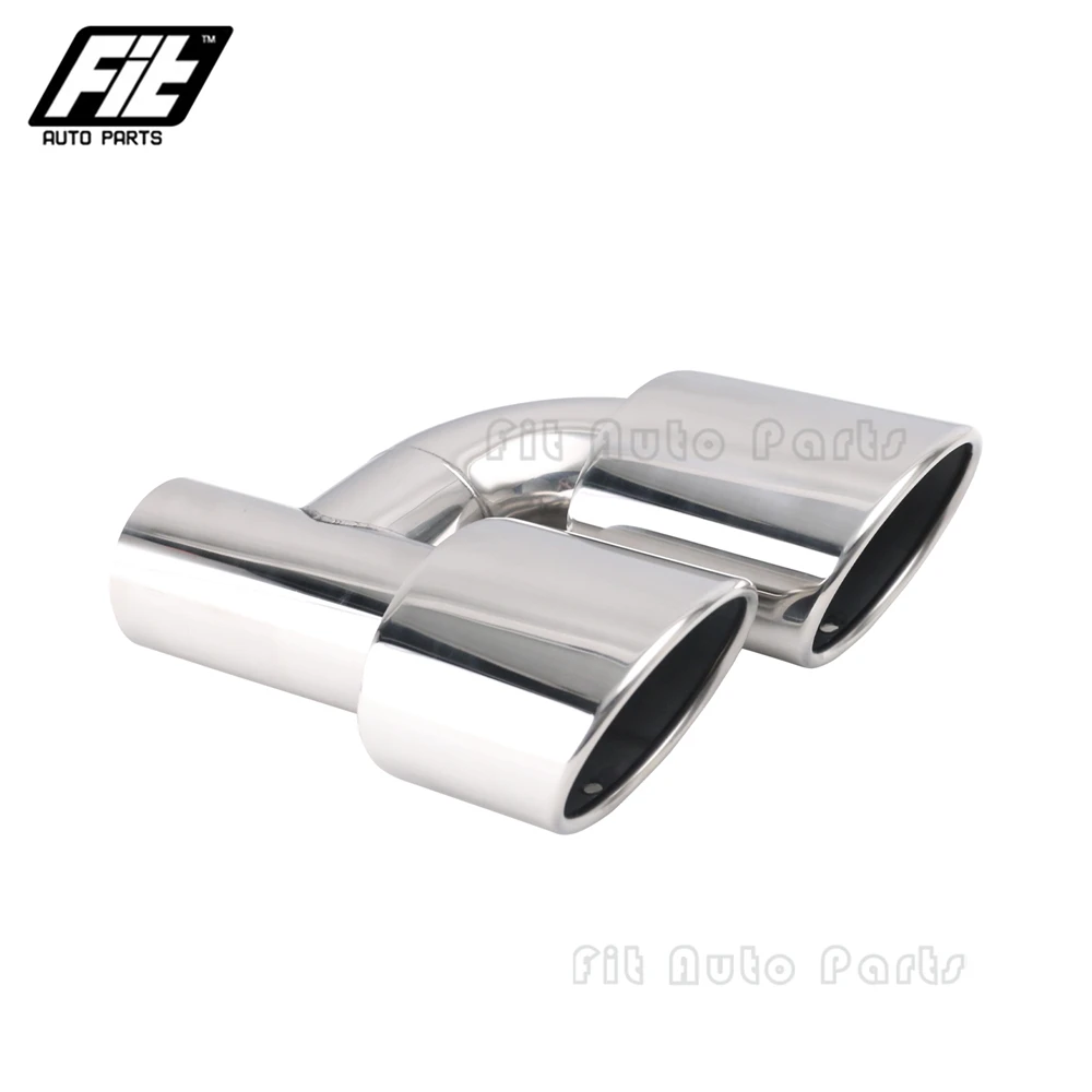1 PCS Stainless Steel H type Exhaust Pipe 2.5 inch Dual Oval Muffler Tip for W204 W211 C-Class C63