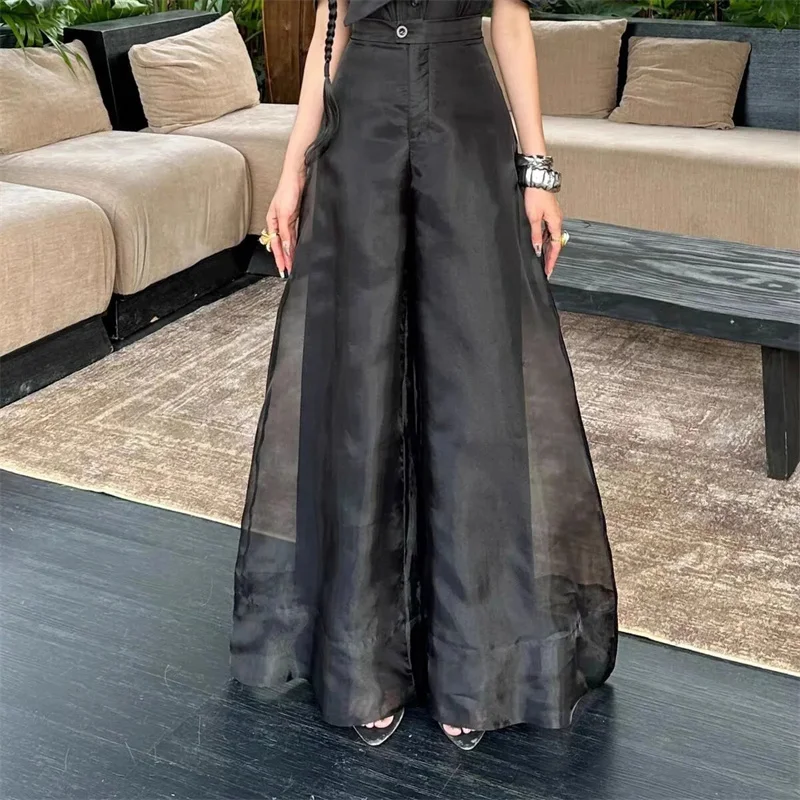 Ropa de mujer, pantalones de mujer para principios de otoño, nuevo diseño de moda Sense Niche, pantalones casuales, pantalones de mujer, pantalones sueltos de pierna ancha de hilo