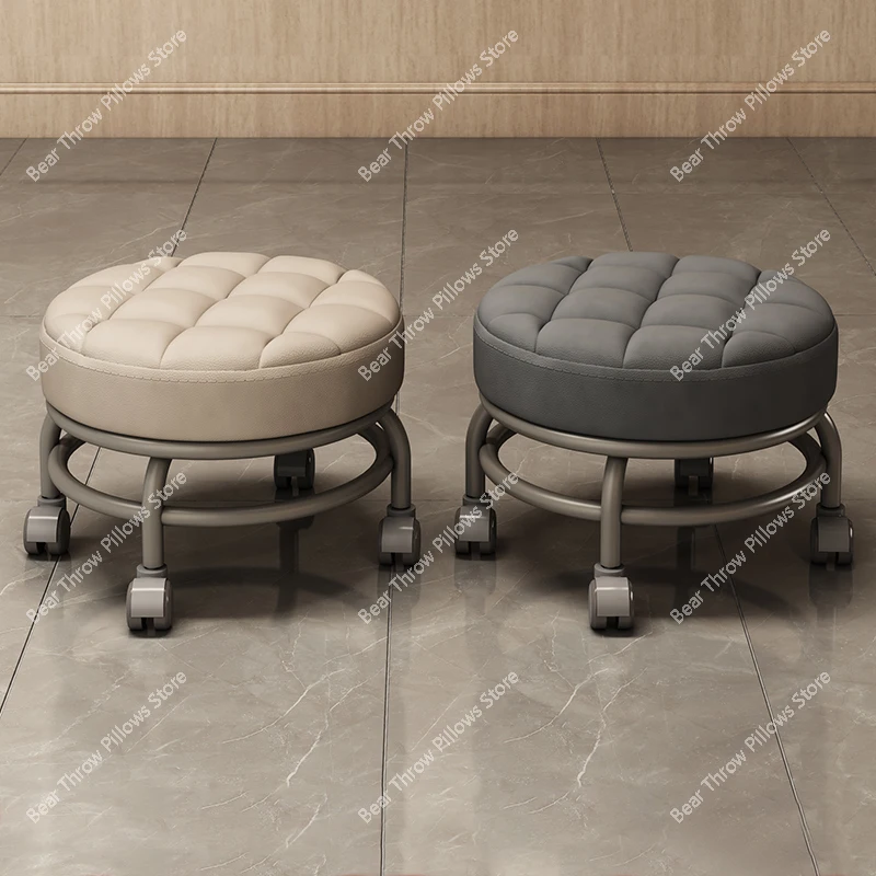 Pooulie Round Taboulet for Miles Salon, modern pedicure chair, low slope, leather, comfortable shoes, office footstool