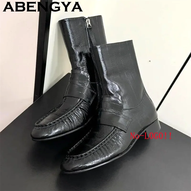 2026 Winter New Genuine Leather Ankle Boots for Women Slim Small Round toe Flats Chelsea Short Boots Simple Fashion Punk Boots