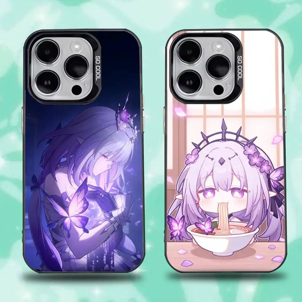 

H-Honkai Castorice Star R-Rail Phone Case For iPhone 16,15,14,13,12,11,Pro,Max,Plus,Mini,XS,SE Anti Fall Black Matte Hard Bumper