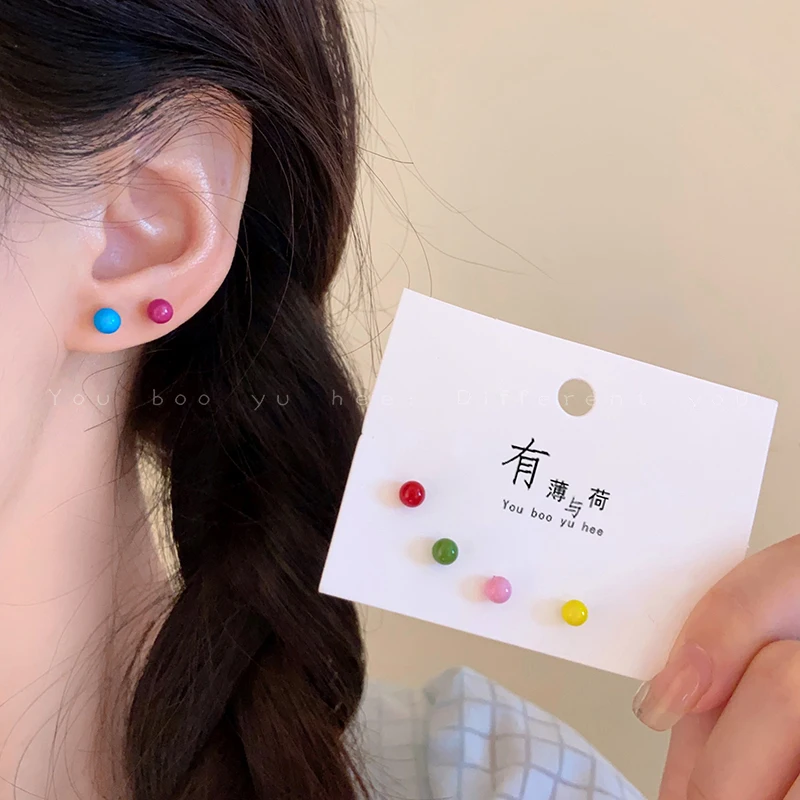 Dopamine Candy Color Enamel Earrings for Women - Sleep-Friendly Minimalist Jewelry.