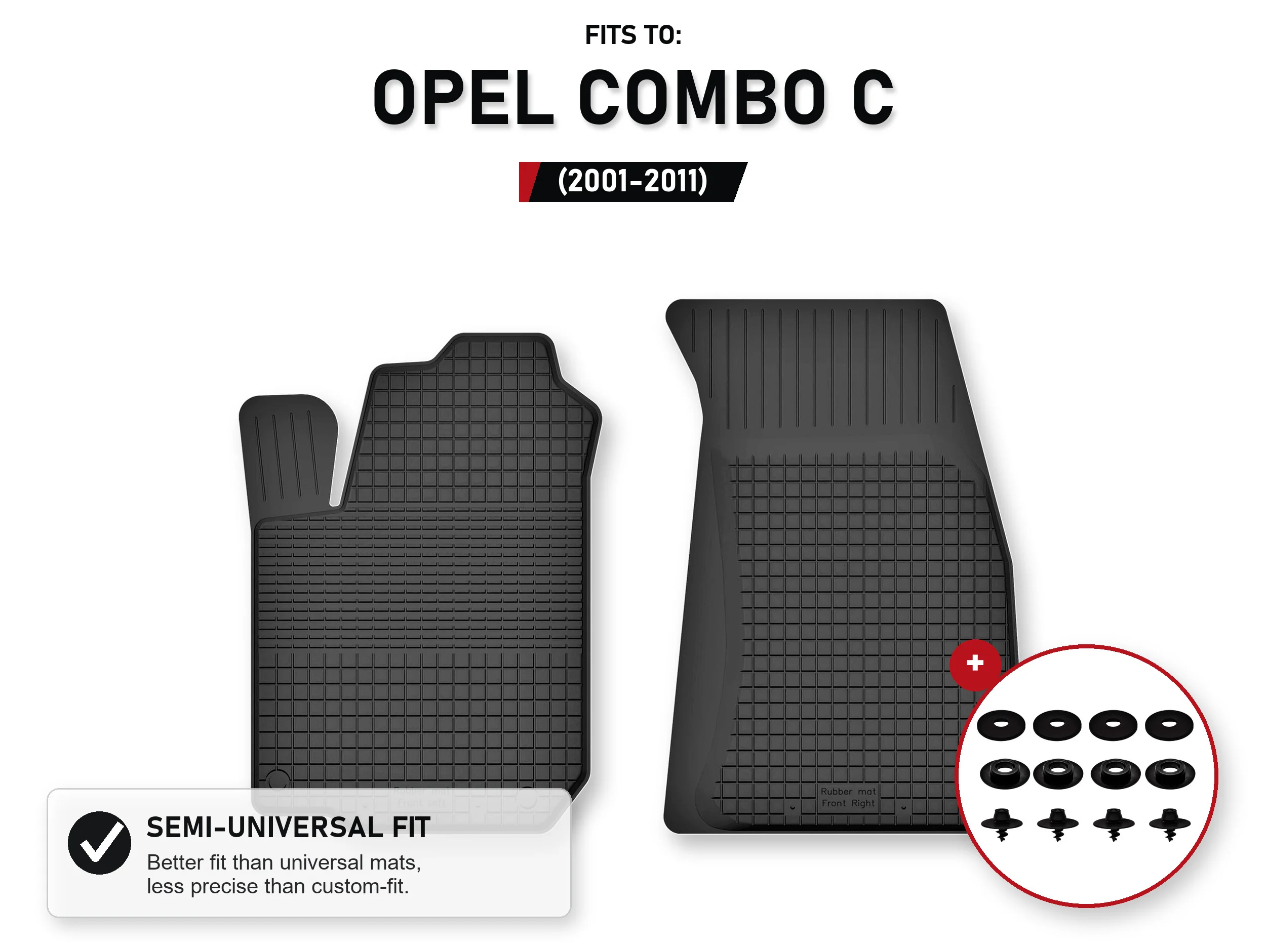Vloermatten voor: Opel Combo C 2001-2011 Combi met stoppers