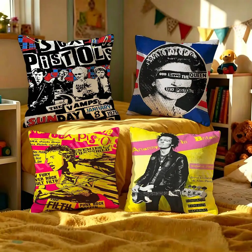 S-Sex P-Pistols Rock Band  Cushion Cover Pillowcase Upholstery Sofa Throw Pillow Home Decor Pillowcas
