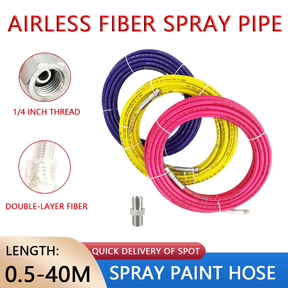 

﻿ 1/4 Double-Layer Thickened Flexible Fiber Tube High-Pressure Airless Spray Paint Hose 0.5-40M Spray Machine Universal