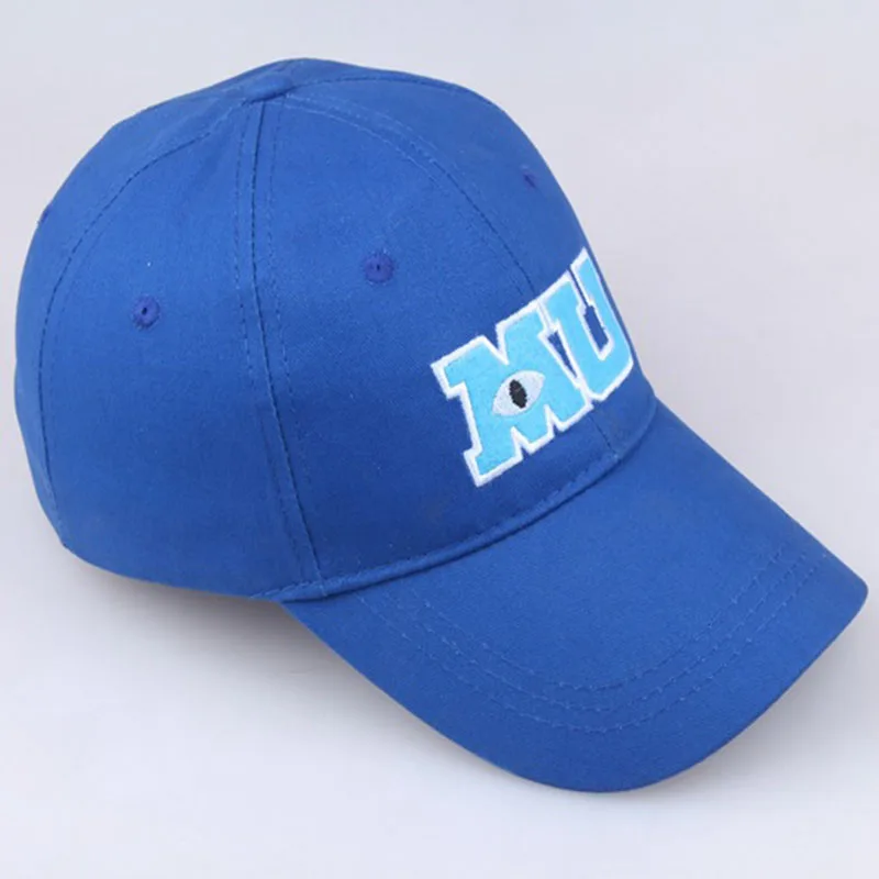 Monsters University Sullivan Sulley Mike MU Letters Embroidery Fashion Charm Baseball Cap Blue Caps Sun Protect Cosplay Hats New