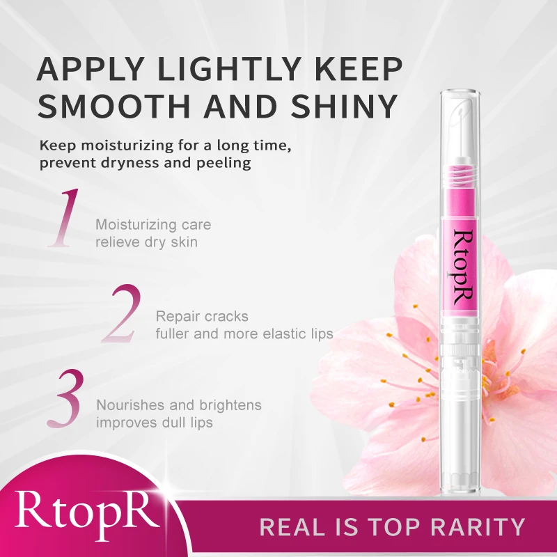 RtopR Cherry Blossom Moisturizing Lip Gloss Fades Lip Fine Lines Essence Lip Mask Chapped Peeling Repair Beauty Care Cosmetics