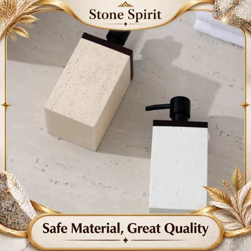 Sandstone Cave Soap Dispenser, Walnut Cap Hand Sanitizer Bottle, Kitchen Sink, Bathroom Supplies, Shampoo Dispenser, Container