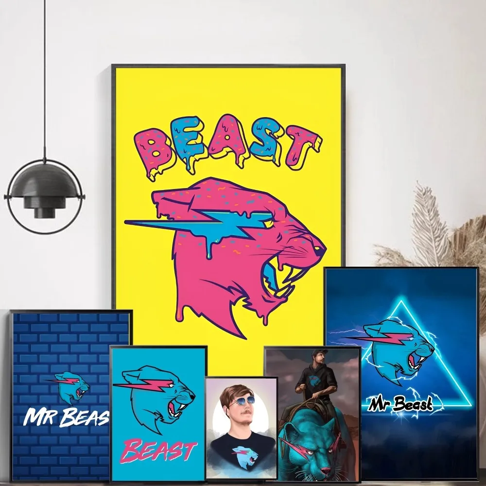 Game Blogger Mr-Beast Anime Posters Sticky Whitepaper Prints Posters Artwork Kawaii Room Decor