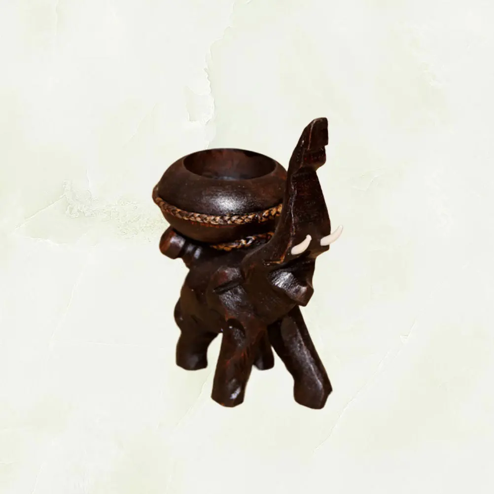 

1Pcs Elephant Wooden Holder Solid Wood Scented Stand Retro Tea Light Candlestick Home Decoration