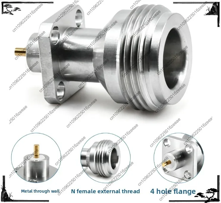 1pc n-k connector n female metal wall penetration 18g four-hole flange coaxial connector