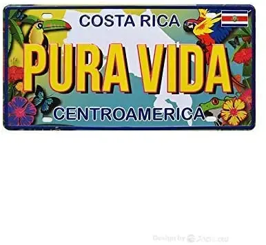 TSOSK-placa de matrícula de coche Vintage de Costa Rica Pura Vida, carteles de Metal, placa de estaño, póster de pared para garaje, hombre, cueva, cafetería, Bar, Pub