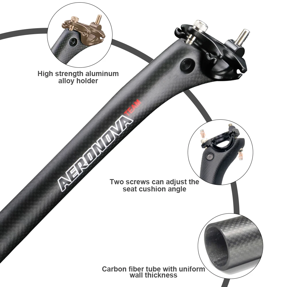 AERONOVA-Mountain Bike Carbon Seatpost,Road Bicycle Seatpost,MTB Seat Post,Offset 25mm,25.4/27.2/30.8/31.6mm