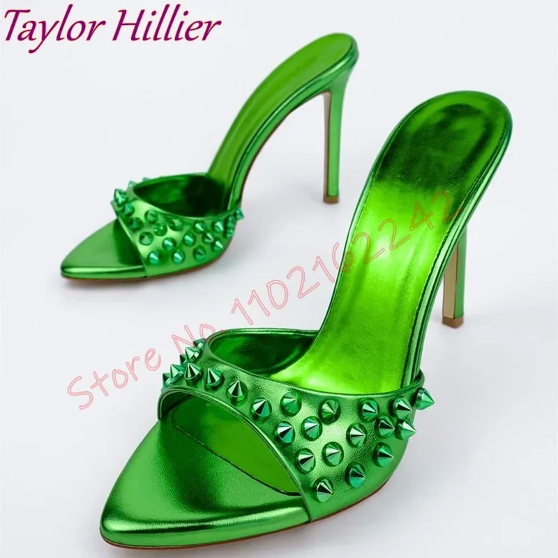 مثير الذهب برشام النعال جولة تو خنجر الفم الضحلة عالية الكعب الصنادل الحفلات العصرية أنيقة لباس خارجي النعال #6