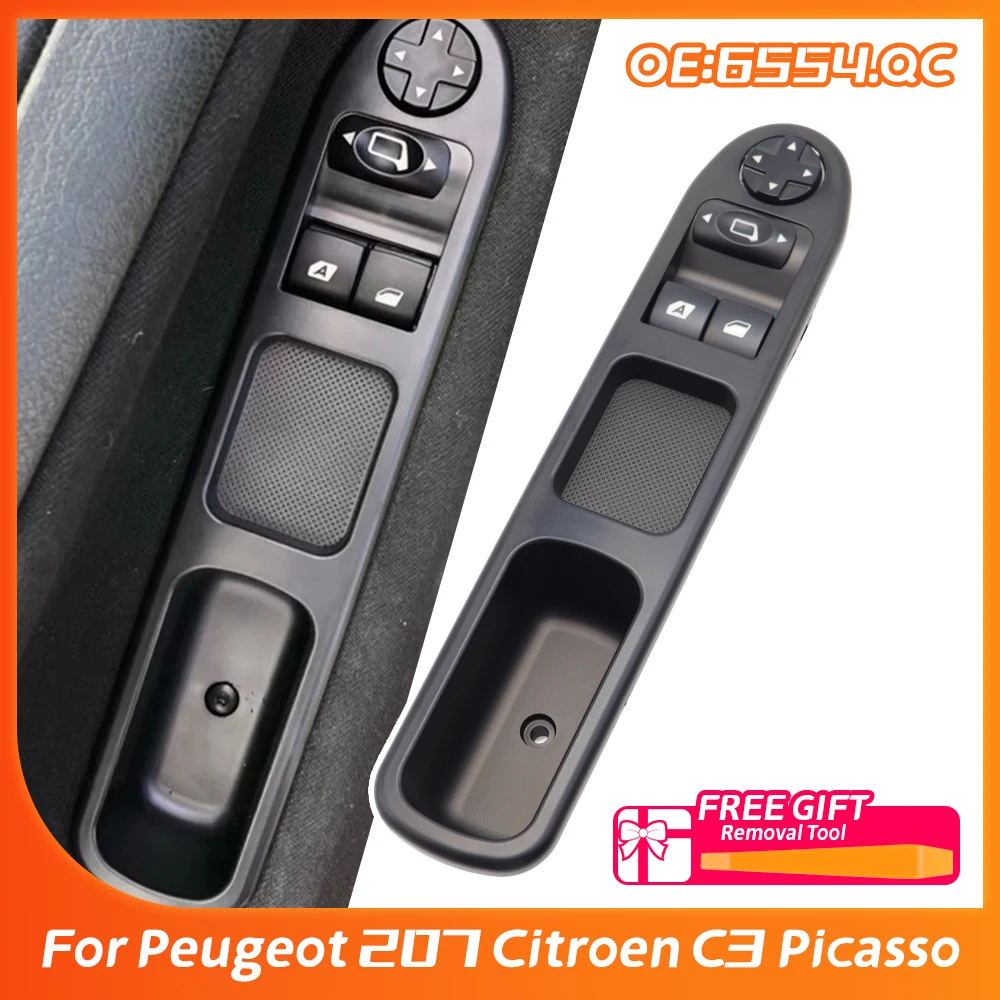 6554.QC For Peugeot 207 Citroen C3 Picasso 2007 - 2014 Electric Master Car Power Window Switch Lifter Front Right 6554QC