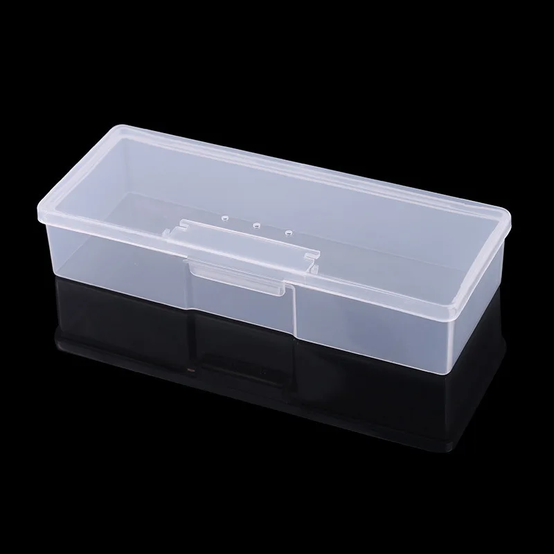 Caja de almacenamiento para arte de uñas, organizador de piezas de uñas, contenedor de plástico cuboide Rosa transparente, estuche de embalaje para cepillo de uñas, Lima, herramientas de manicura